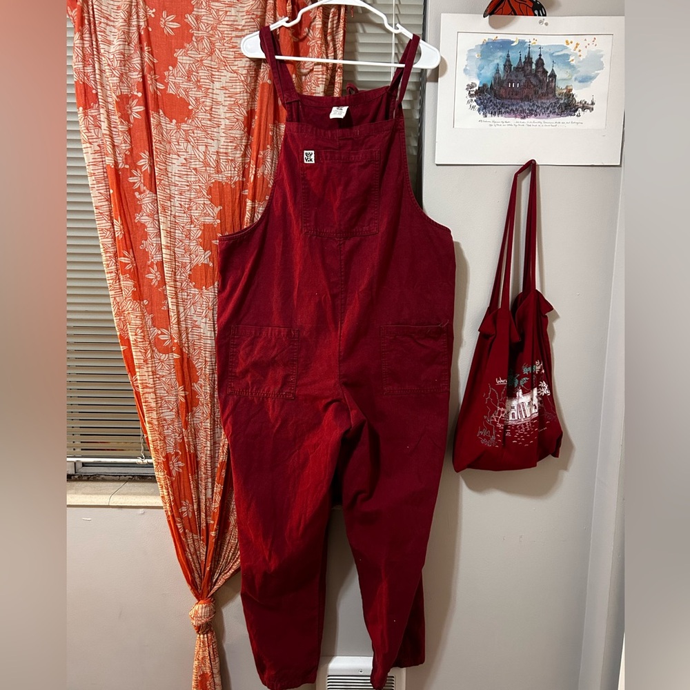 Lucy and Yak Red Overalls/Dungarees
